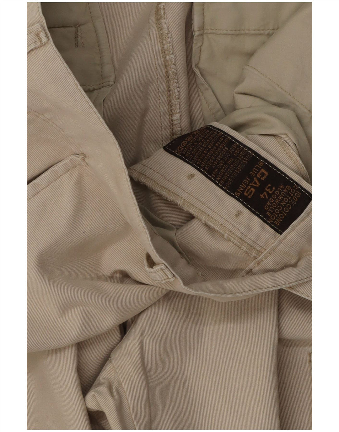 Pantalón Cargo Recto Gas Hombre W34 L32 Algodón Beige