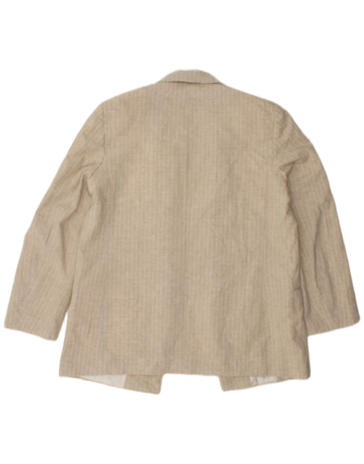 Zara Chaqueta Americana Abierta para Mujer UK 46 Grande Beige Rayas