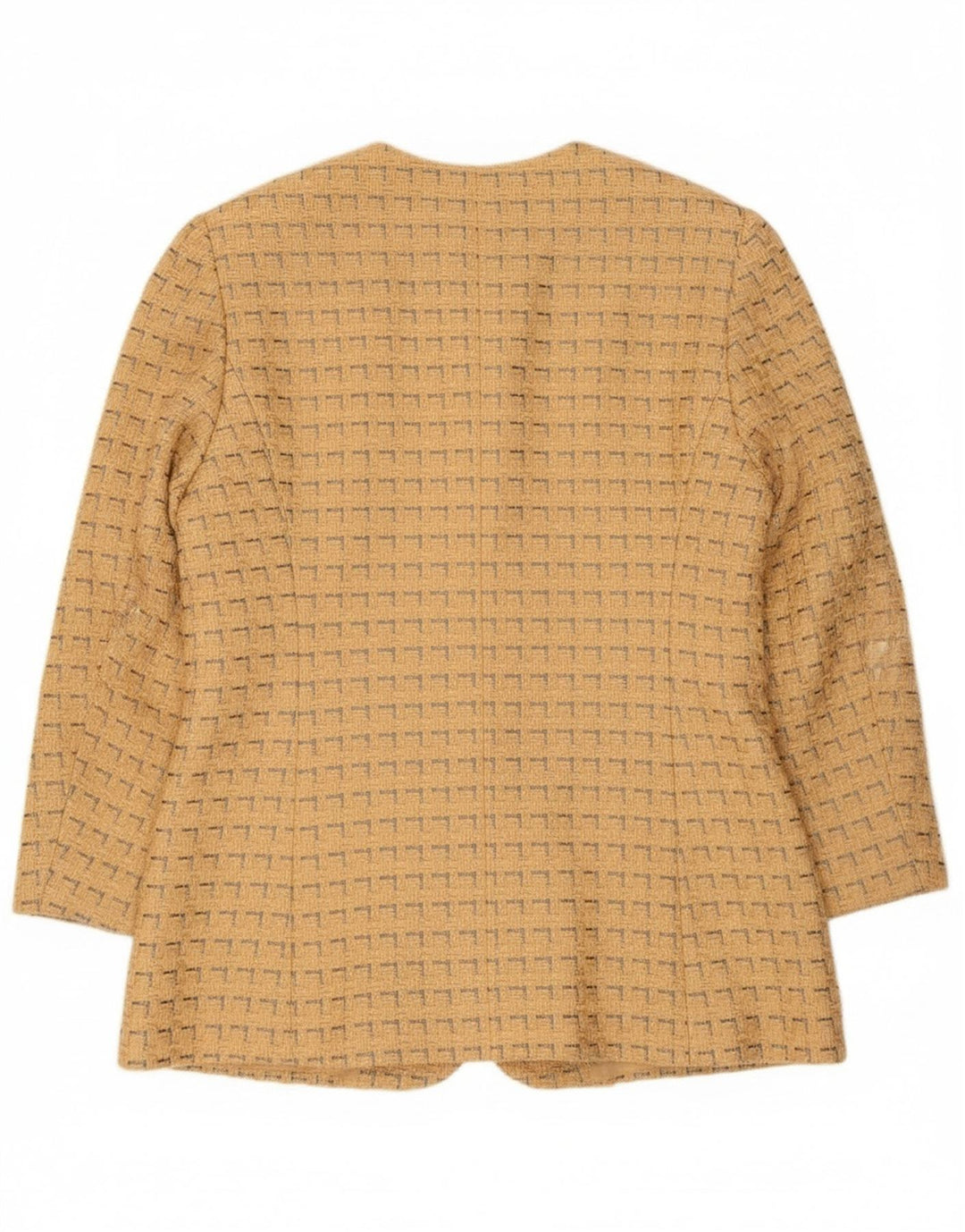 Jaeger Chaqueta tipo blazer de 5 botones para mujer UK 12 Algodón geométrico amarillo mediano