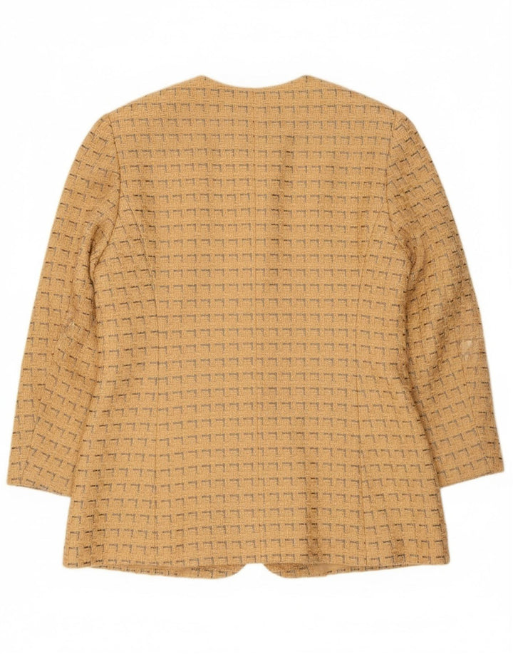 Jaeger Chaqueta tipo blazer de 5 botones para mujer UK 12 Algodón geométrico amarillo mediano