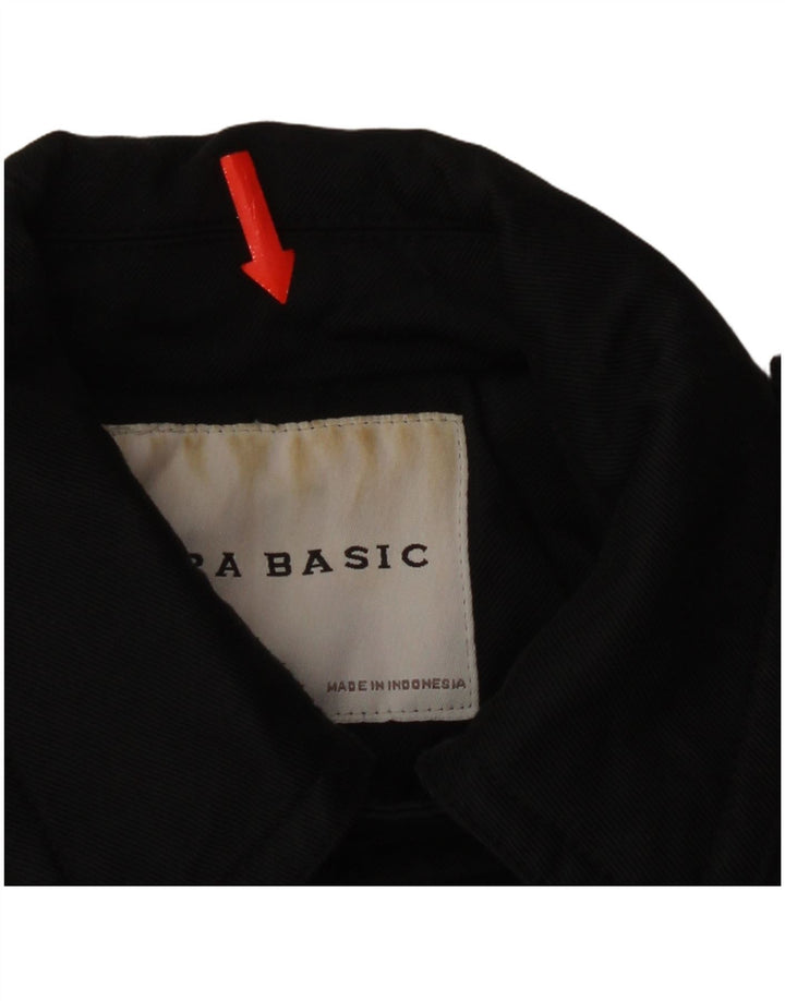 Zara Mujer Chaqueta Militar UK 40 Mediana Nylon Negro