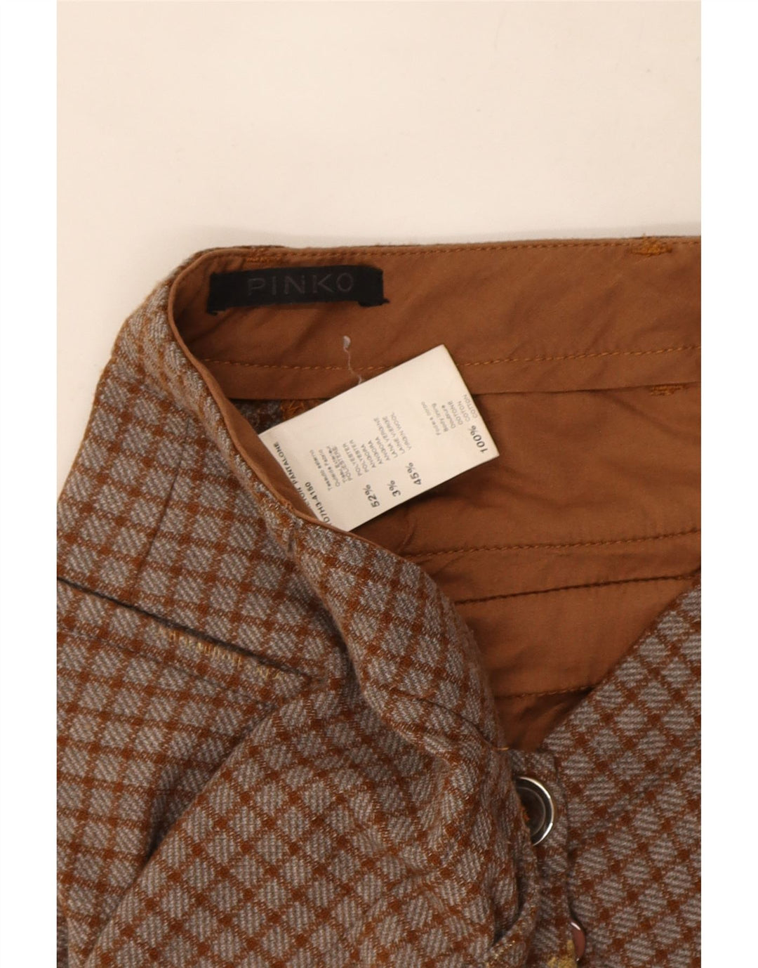 Pantalón Chino Slim Pinko Mujer W26 L26 Marrón Cuadros Poliéster