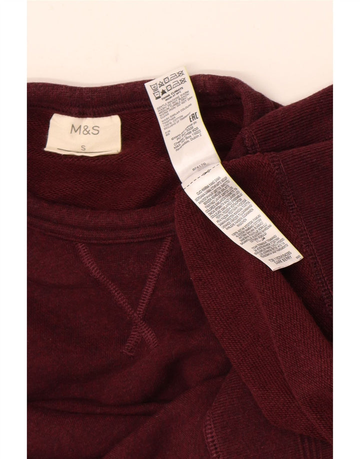 Marks & Spencer Hombre Sudadera Jumper Small Borgoña Algodón
