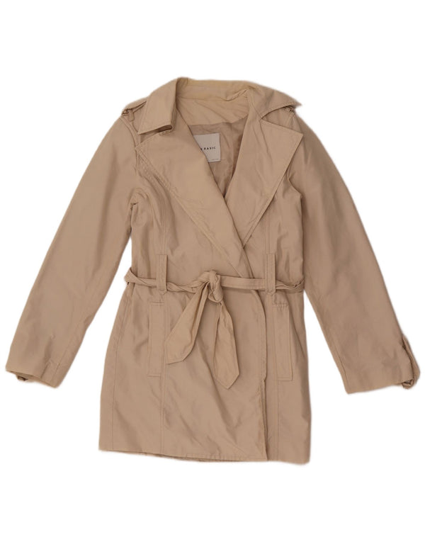 Zara Mujer Gabardina Corta UK 10 Small Beige Algodón