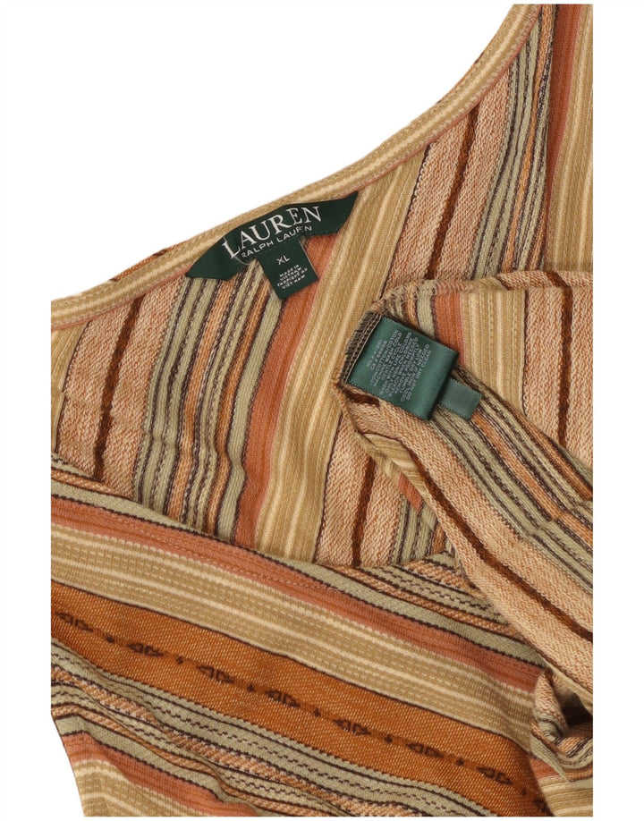 RALPH LAUREN Vestido largo sin mangas para mujer UK 18 XL Beige Rayas