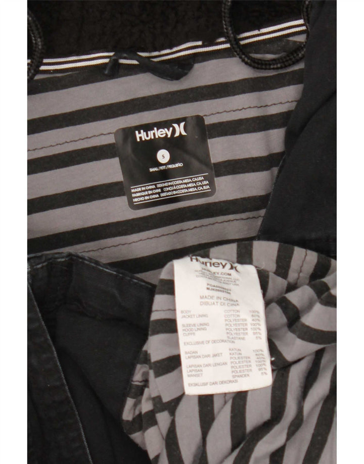Hurley Parka con capucha para hombre, talla 36, algodón negro pequeño