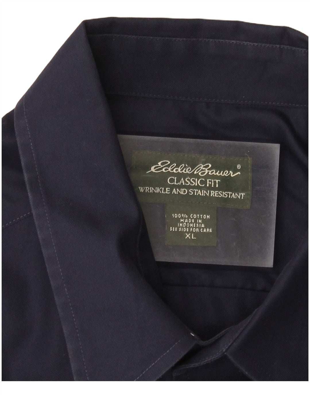 EDDIE BAUER Camisa de corte clásico para hombre XL Algodón azul marino