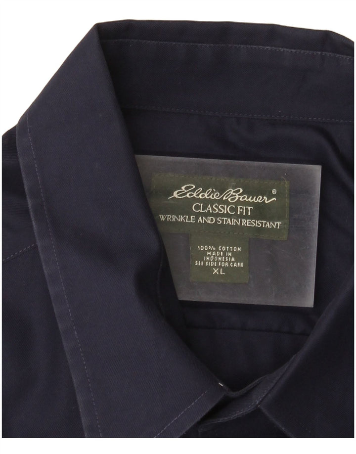 EDDIE BAUER Camisa de corte clásico para hombre XL Algodón azul marino