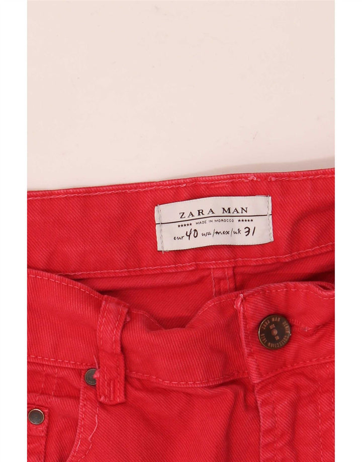 Zara Pantalones cortos de mezclilla para hombre EU 40 Medium W31 Rojo