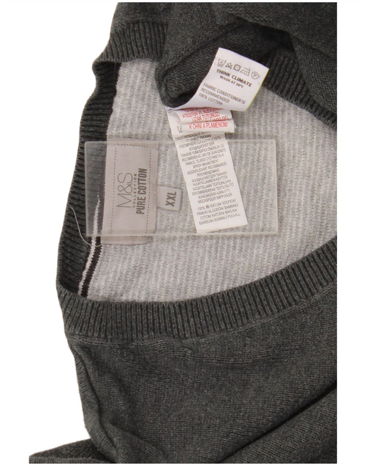 Marks & Spencer - Jersey con cuello en V para hombre, talla 2XL, algodón gris