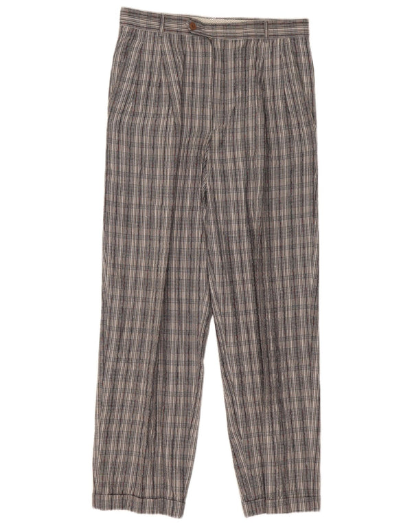 Vintage mujer traje de cintura alta pantalones IT 46 grande W30 L30 gris comprobar