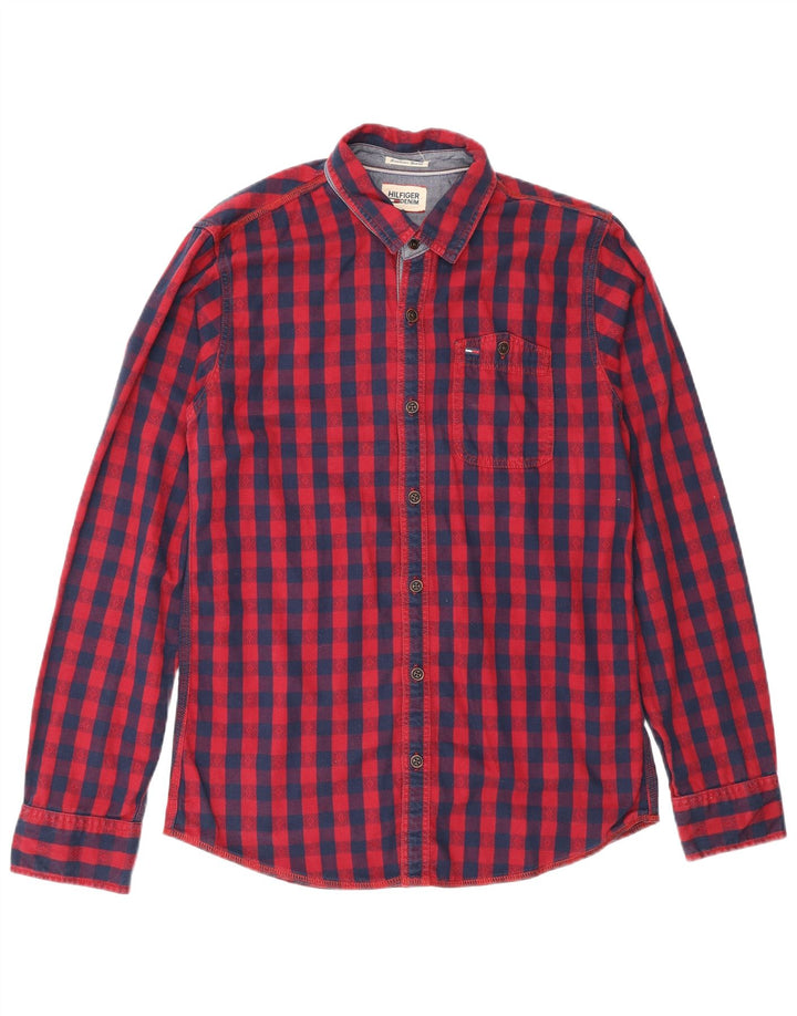 Camisa Tommy Hilfiger de corte regular para hombre de algodón a cuadros rojos pequeños