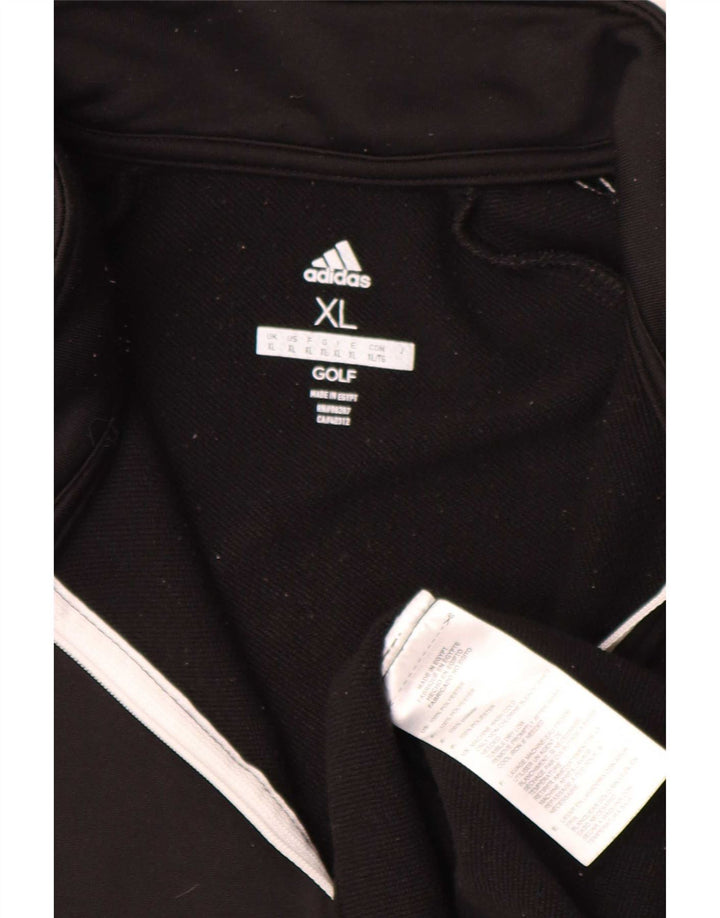 Adidas Hombre Zip Neck Jersey Chándal Top XL Poliéster Negro
