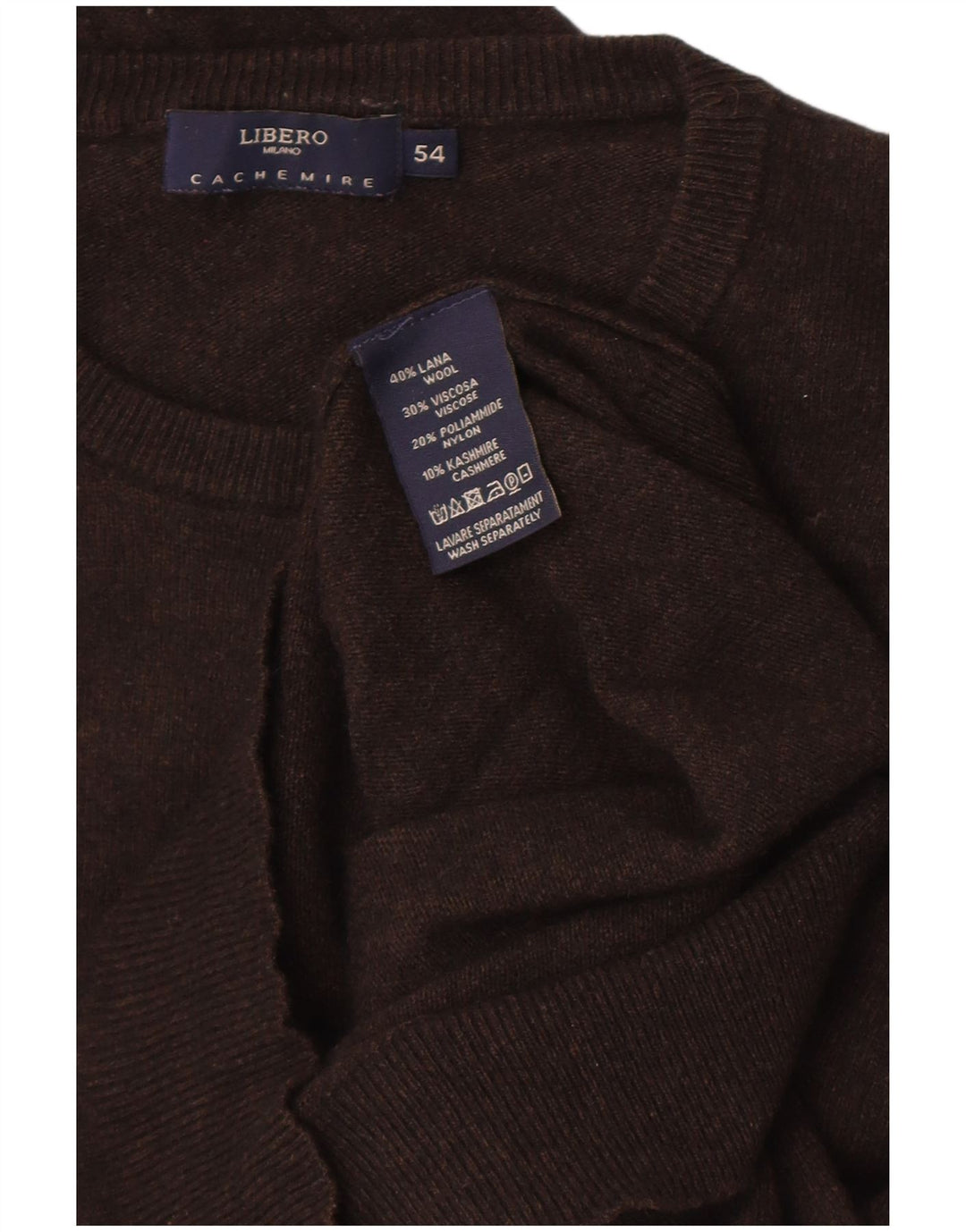 Libero Jersey de cuello redondo para hombre IT 54 XL Lana marrón