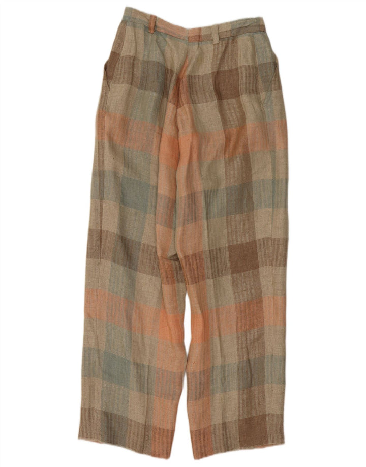 Vintage mujer pegado chino pantalones W26 L26 multicolor Gingham