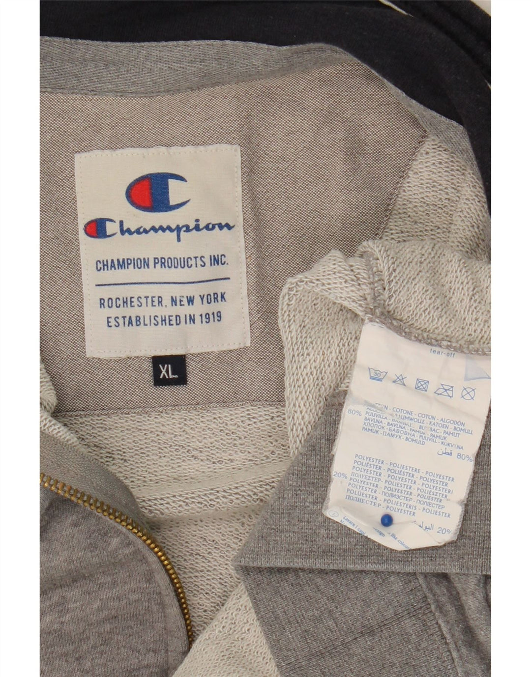 CHAMPION Chaqueta de chándal para hombre XL Algodón moteado gris