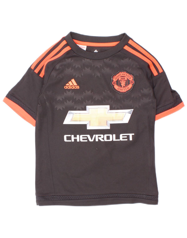 Adidas Boys Manchester United Graphic Camiseta Top 7-8 años Negro Poliéster