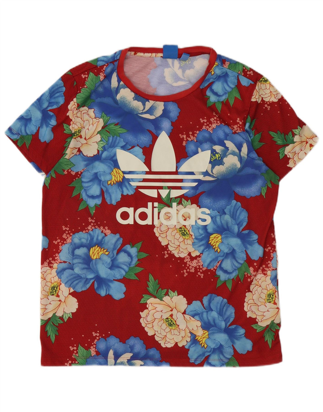 ADIDAS Camiseta gráfica para mujer Top UK 40 Grande Poliéster floral rojo