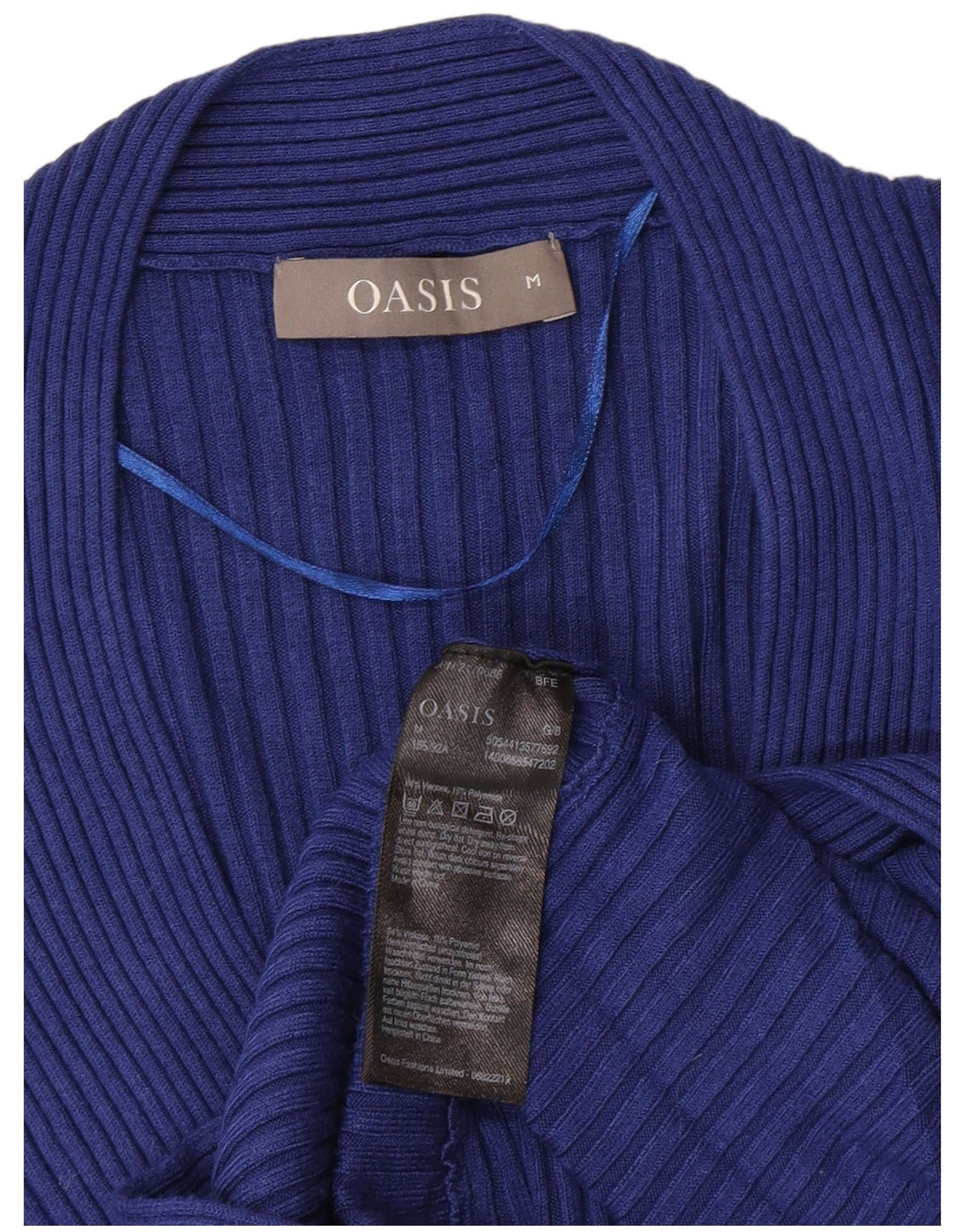 Oasis - Jersey con cuello en V para mujer, talla 40, viscosa azul medio