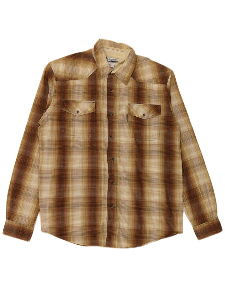 Columbia Camisa Hombre XL Algodón A Cuadros Marrón