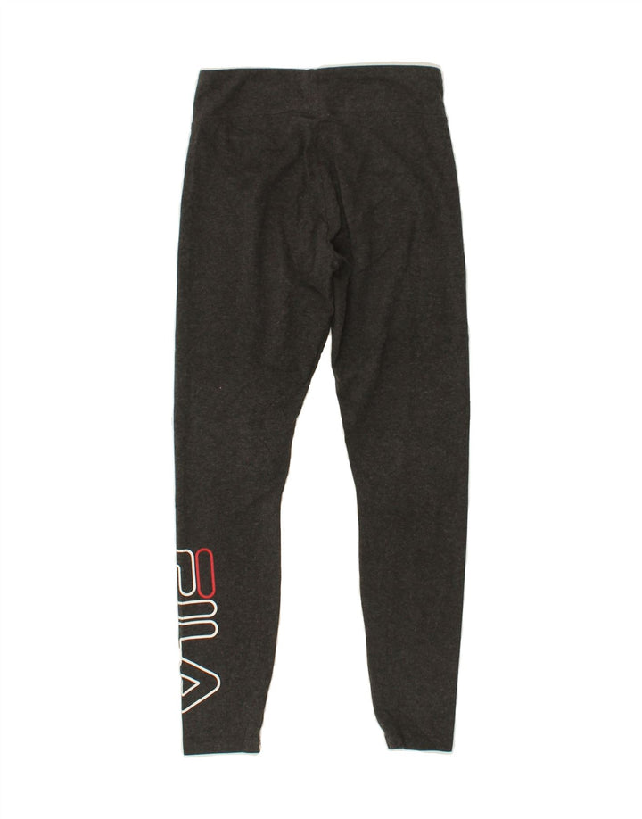 FILA Womens Graphic Leggings UK 6 XS Grey Vintage Fila and Second-Hand Fila from Messina Hembry 