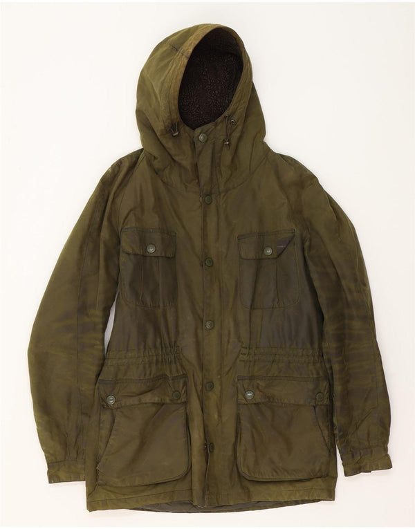 Barbour Chaqueta de algodón encerado con capucha para hombre Reino Unido 38 Algodón caqui mediano