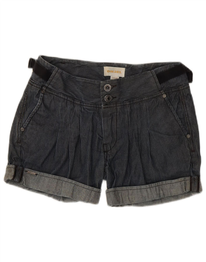 Pantalones Cortos Diesel Mujer W26 Pequeño Algodón A Rayas Azul