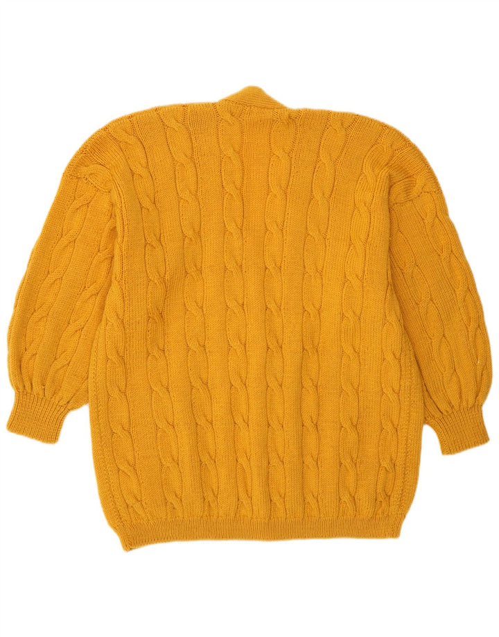 Vintage mujer Cardigan suéter Reino Unido 16 amarillo grande