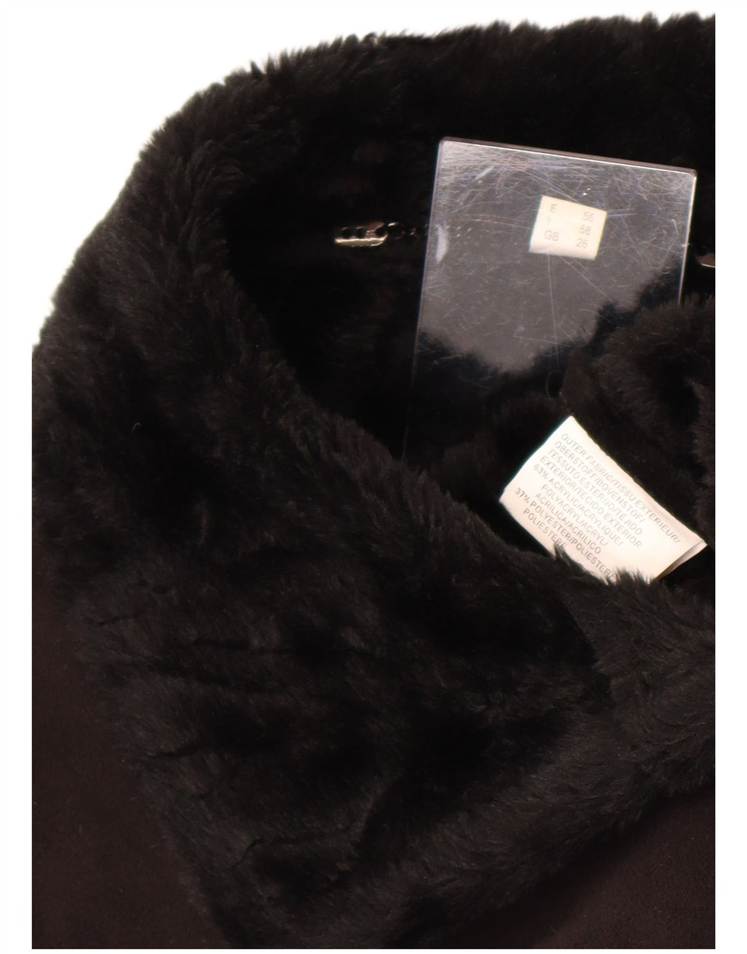 Vintage mujer Sherpa chaqueta Reino Unido 26 5XL acrílico negro