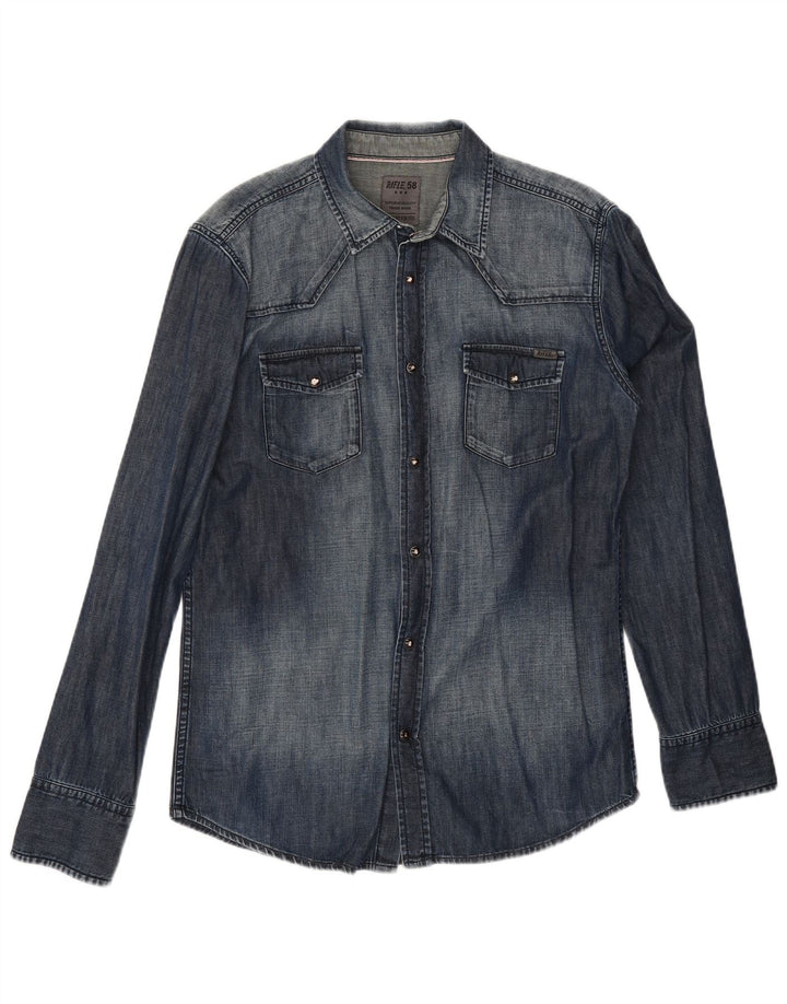 Camisa vaquera para hombre Rifle Large Algodón azul marino