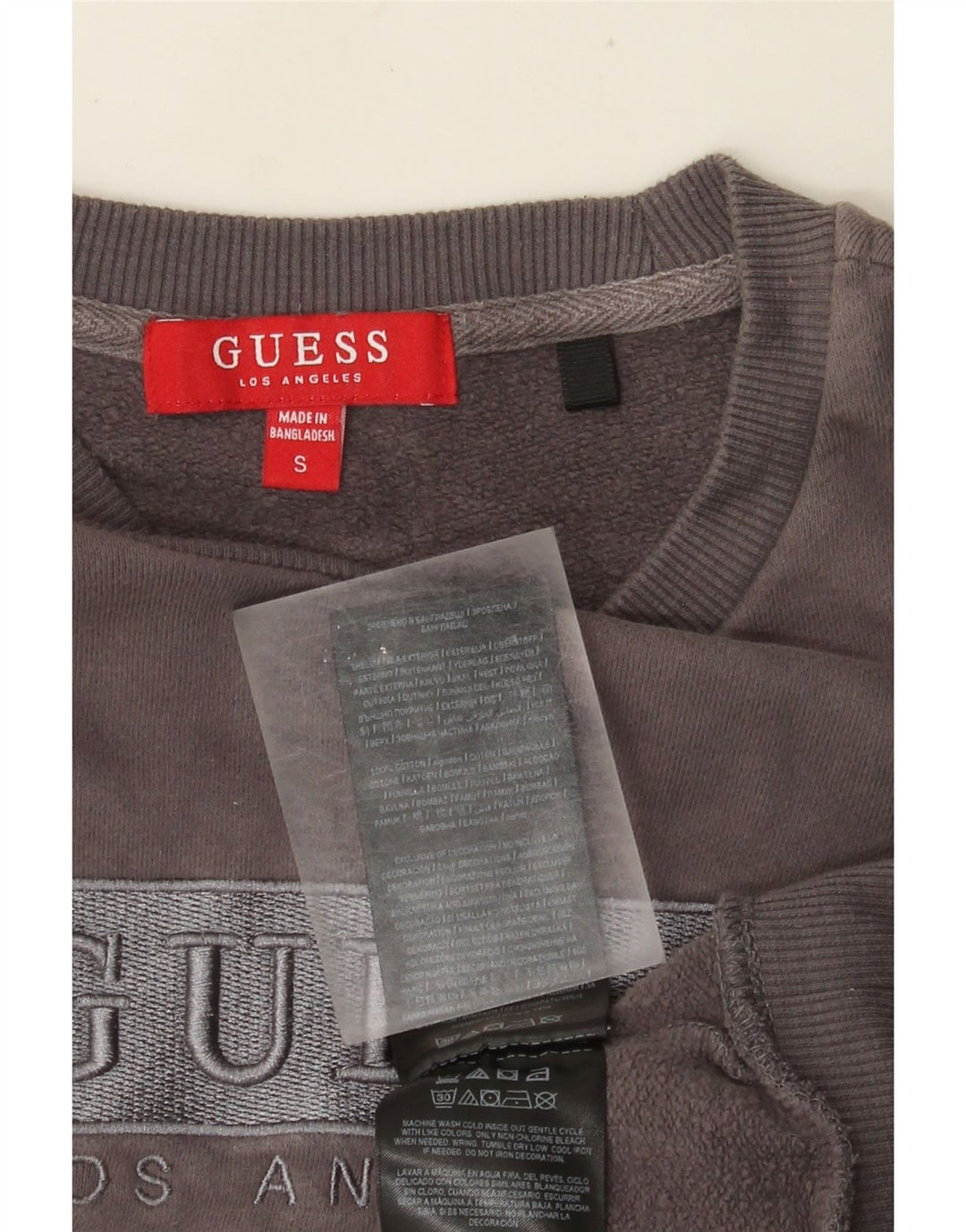 Guess Sudadera de gran tamaño con estampado gráfico para mujer UK 10 Small Grey Cotton