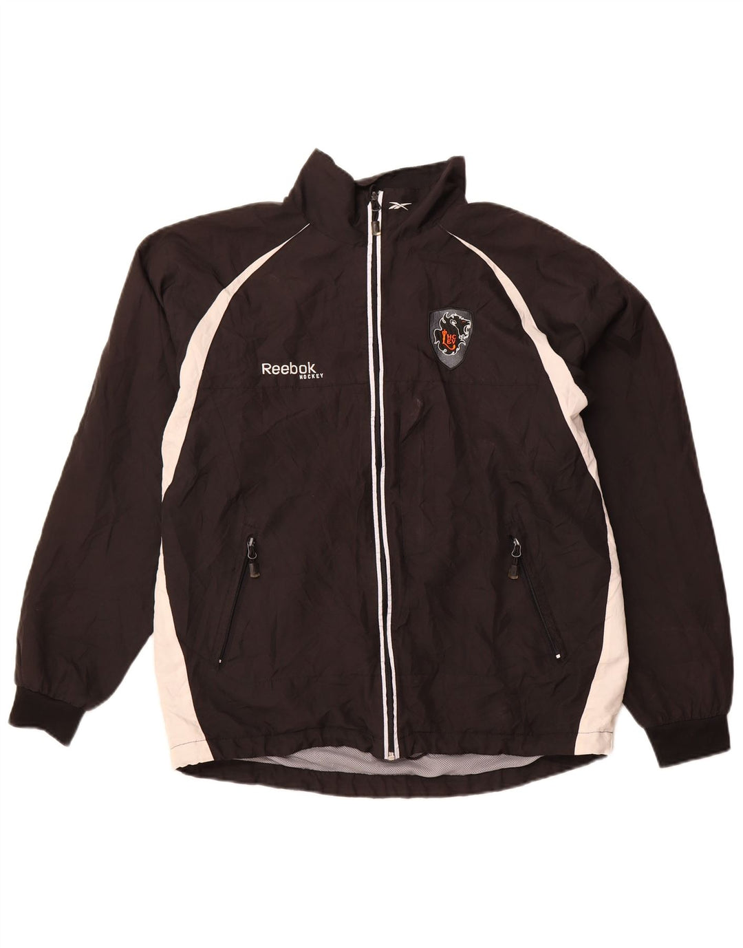 REEBOK Hombre Hockey Chándal Top Chaqueta Grande Negro Colorblock Poliéster