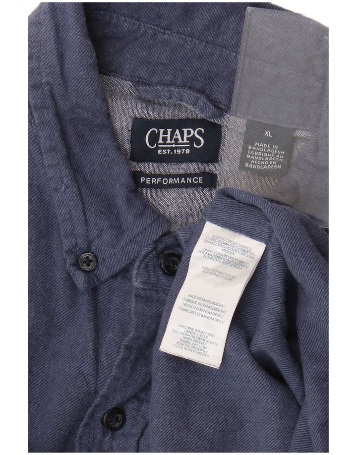 Chaps Camisa de franela para hombre XL Algodón azul marino