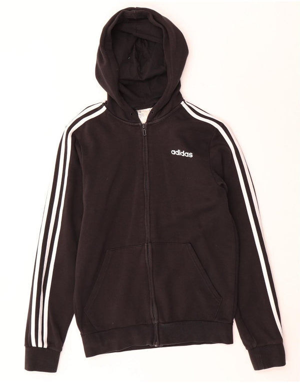 Adidas - Sudadera con capucha y cremallera para hombre, talla pequeña, algodón negro
