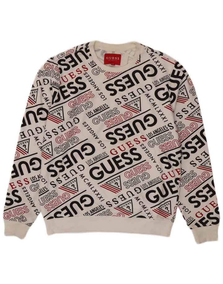 Guess Sudadera Estampada Con Estampado De Algodón Blanco Medio