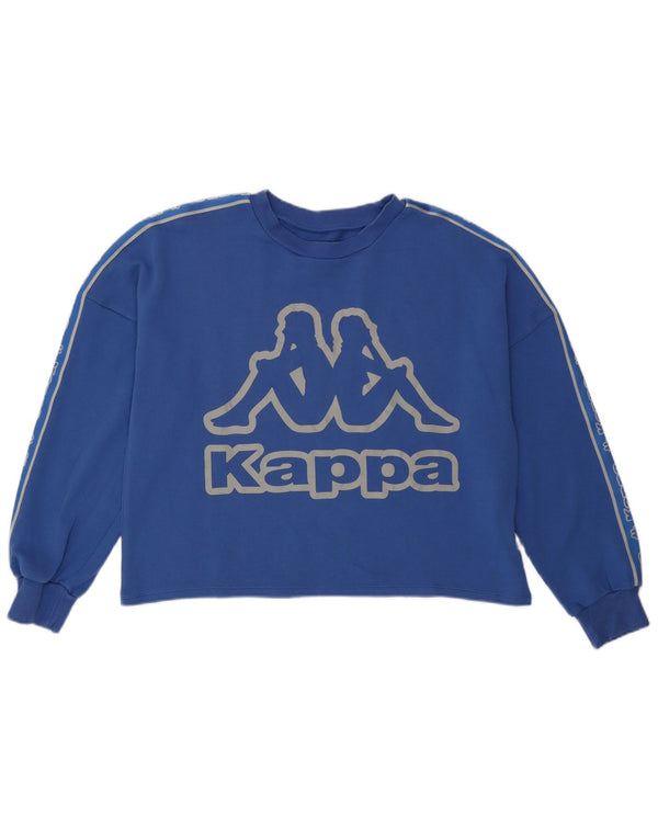 Kappa Mujer Oversize Crop Graphic Sudadera Jumper UK 44 Azul Medio