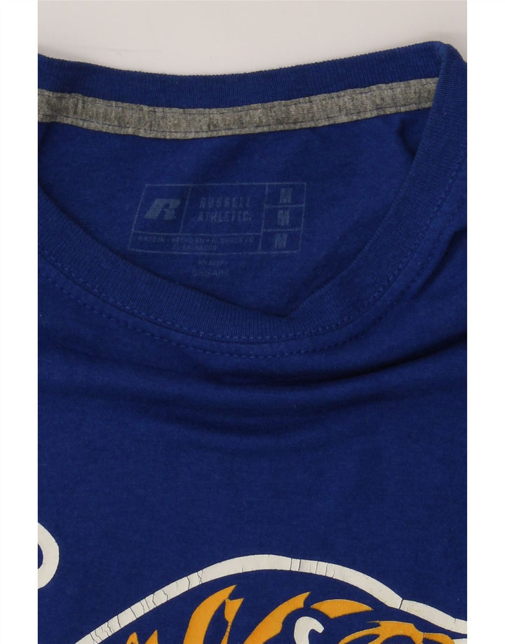 RUSSELL ATHLETIC Mens Graphic T-Shirt Top Medium Blue Cotton Vintage Russell Athletic and Second-Hand Russell Athletic from Messina Hembry 
