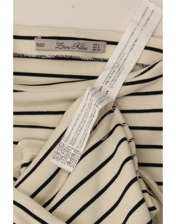 Zara Mujer Maxi Vestido Sin Mangas UK 40 Pequeño Poliéster A Rayas Blancas