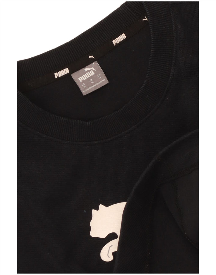 Puma Mujer Graphic Crop Sudadera Jumper UK 14 Medium Negro