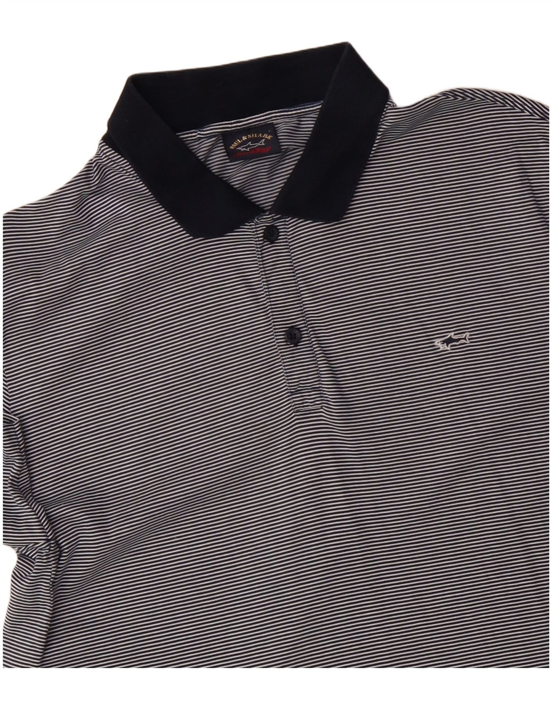 PAUL & SHARK Polo para hombre grande de algodón a rayas azul marino