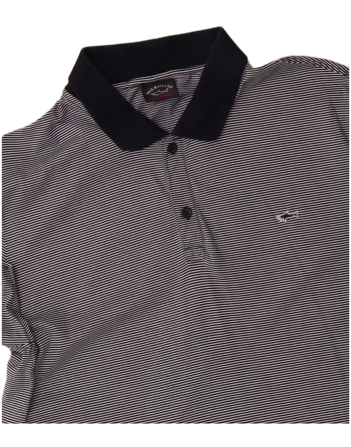 PAUL & SHARK Polo para hombre grande de algodón a rayas azul marino