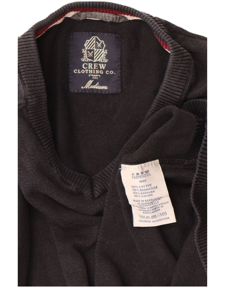 CREW CLOTHING Suéter con cuello en V para hombre Algodón negro mediano