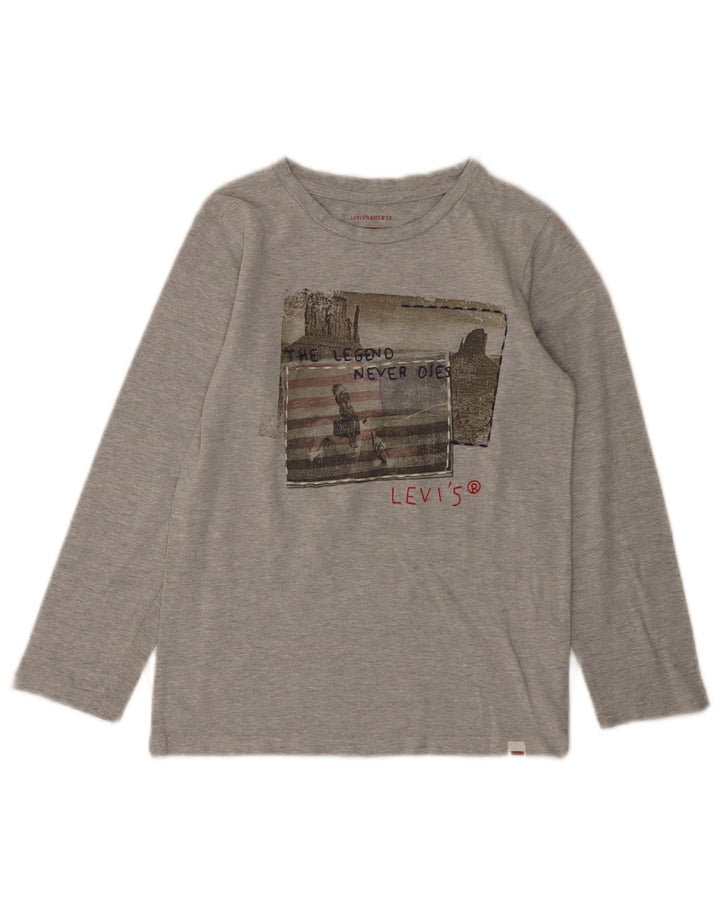 Levi's Camiseta gráfica para niños de manga larga 7-8 años Algodón moteado gris