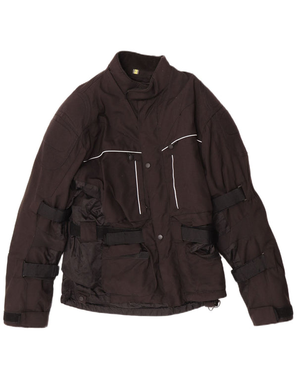 Vintage hombres acolchado Racer chaqueta Reino Unido 40 grande poliamida negra