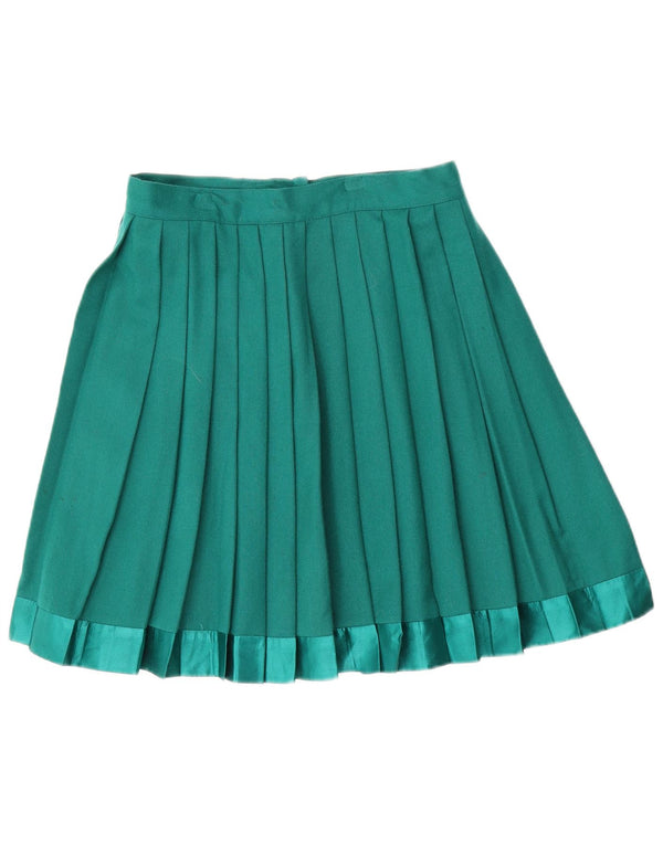 Vintage mujer cintura alta cuchillo falda plisada IT 46 grande W28 lana verde