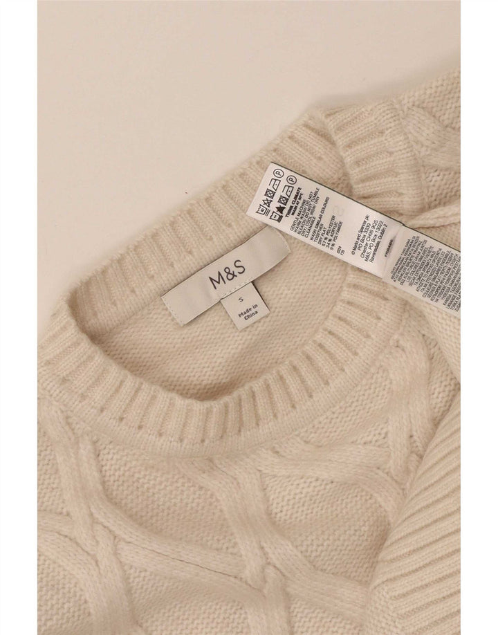 Marks & Spencer - Jersey de cuello redondo para hombre, talla pequeña, poliéster beige
