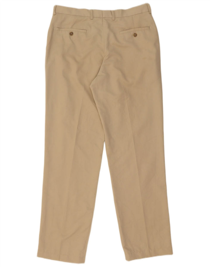 Marks & Spencer Pantalón chino recto para hombre W34 L33 Poliéster beige