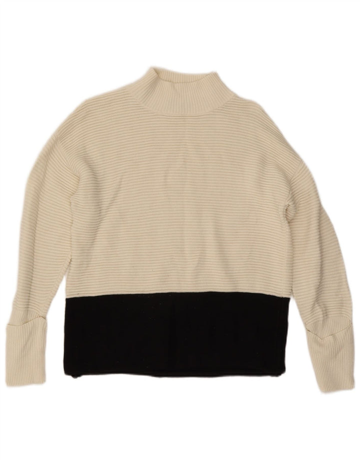 Marks & Spencer Suéter tipo jersey con cuello alto para mujer UK 12 Medium Off White