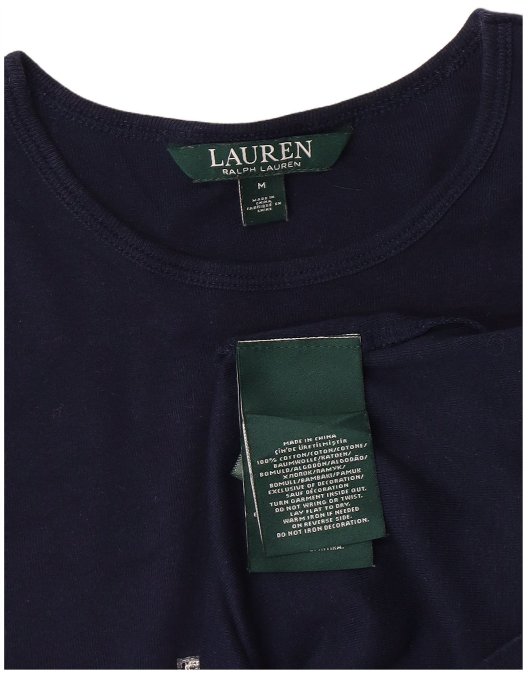 Ralph Lauren Camiseta gráfica para mujer Top UK 12 Medium Azul marino Algodón