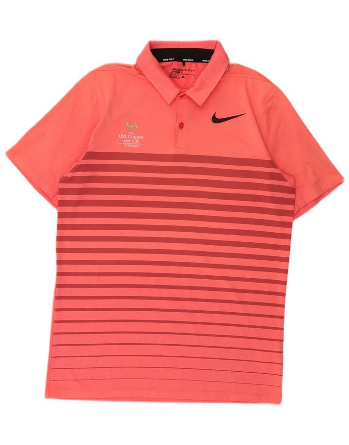 Nike Polo Dri Fit Standard Fit para hombre, poliéster a rayas rosas pequeñas